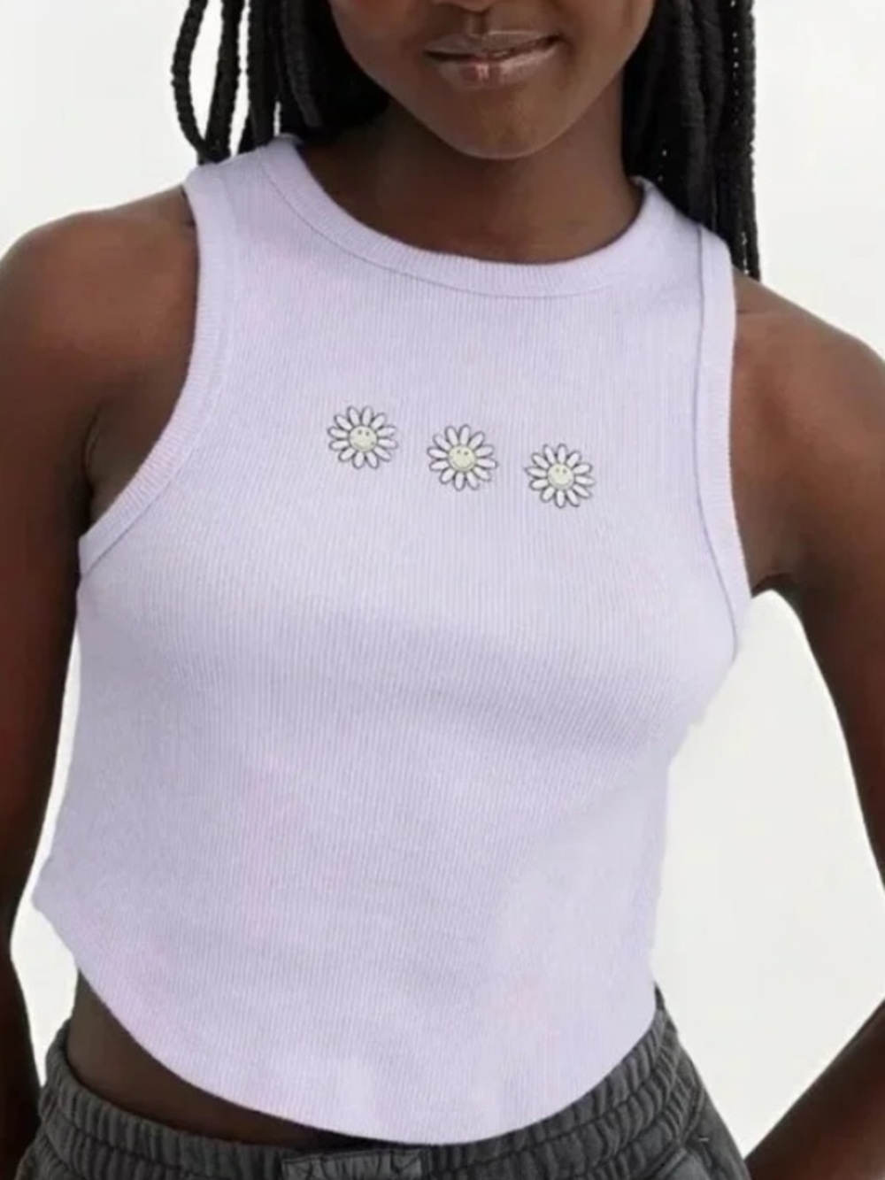 NWT Aerie Smiley® New Day Curved Hem Tank Top – Lavender Dawn M